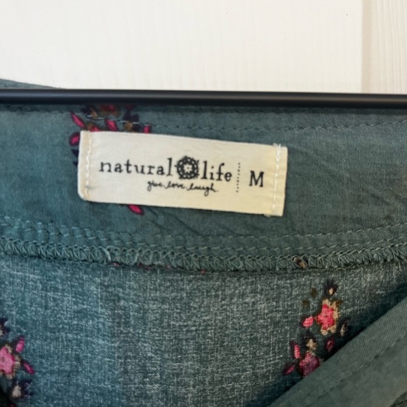 Natural Life Berkley Maxi Dress Teal Folk Floral Tiered Square Neckline - Picture 4 of 7